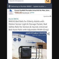 Bed Rail For Elderly Or Disabled Person With Storage Pocket