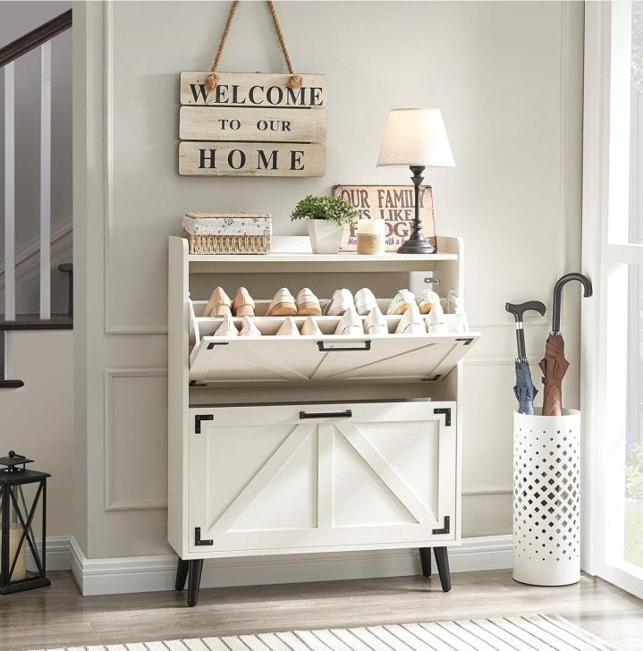 new inbox Shoe Storage Cabinet with 2 Flip Drawers