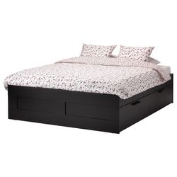 Ikea Brimnes Black Full Size Bed Frame with Storage