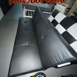 Black Futon Couch Sofa New Nuevo Bonito Muebles 