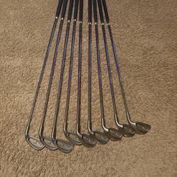 Ping golf clubs irons. Ping eye 2 orange Karsten 3-9, wedge and sand wedge.