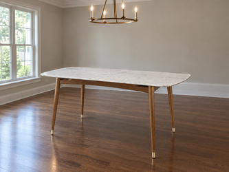 Mid-Century Modern Marble Dining Table (Walnut), Castlery