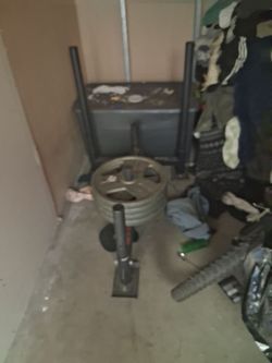 Weider 45 lb plates weight belt bench rope and more