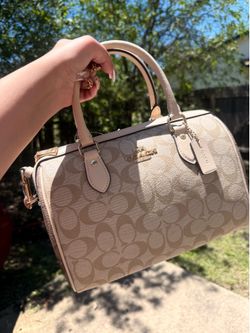 Coach Rowan Satchel Bag In Blocked Signature Canvas.