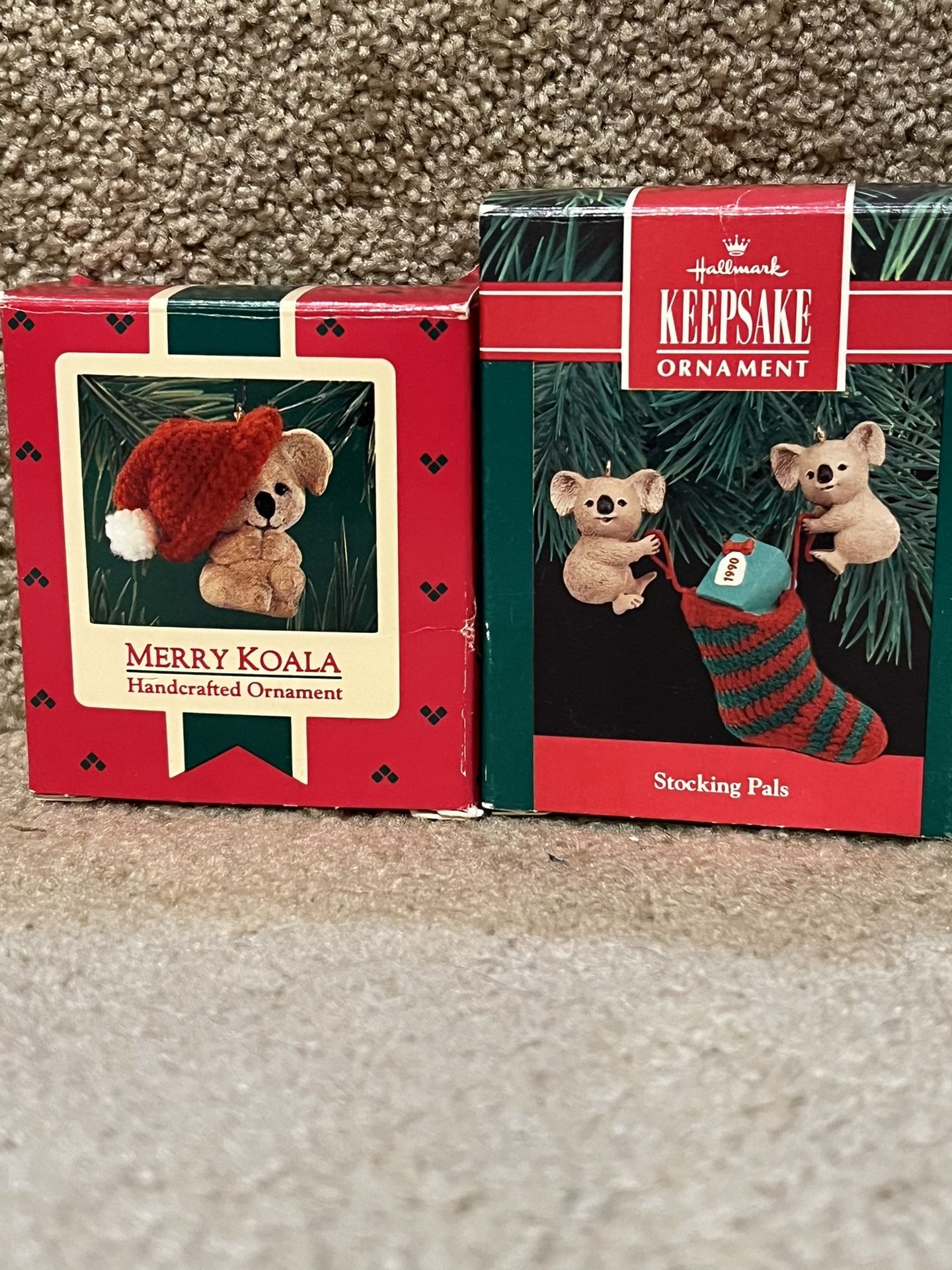 Hallmark lot of 2 Merry Koala Bear Stocking pals Christmas ornament