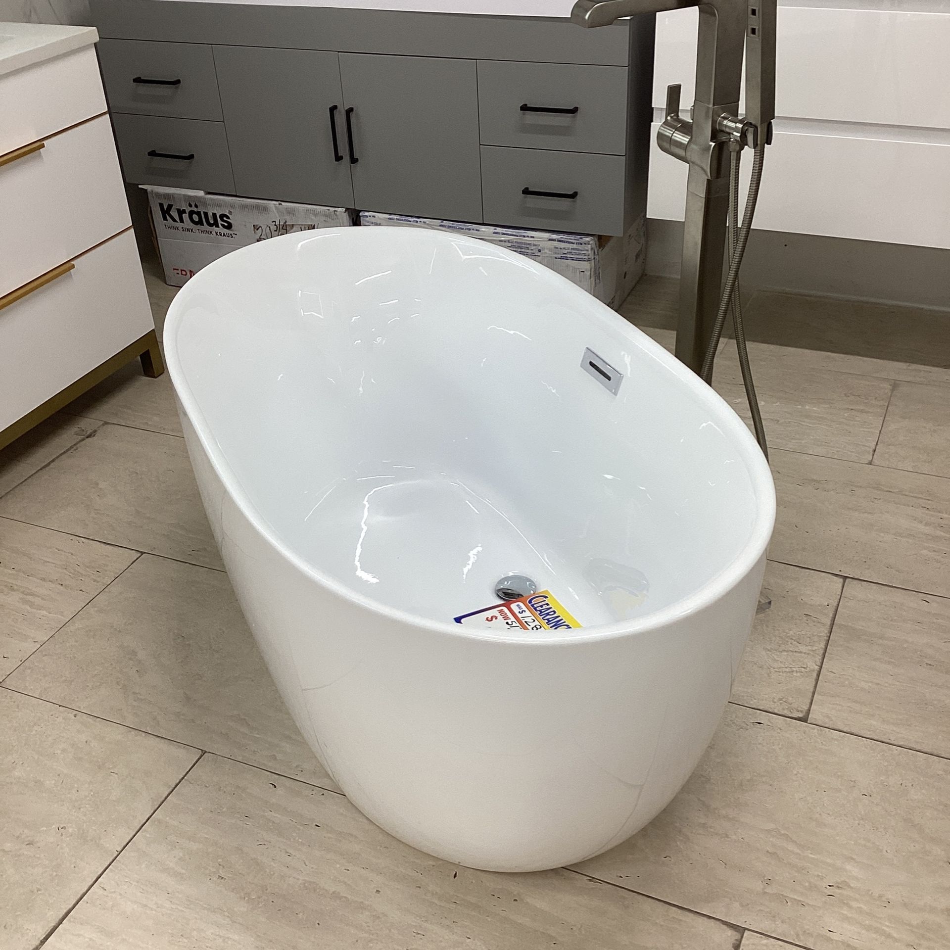 51” Sea breeze White Acrylic Freestanding Bathtub Built In Metal Frame With Adjustable Feet