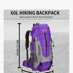 King'sGuard 60L Hiking Backpack Lightweight Camping Backpack with Rain Cover Large Waterproof Packable Outdoor Trekking Travel Backpack for Men Women 