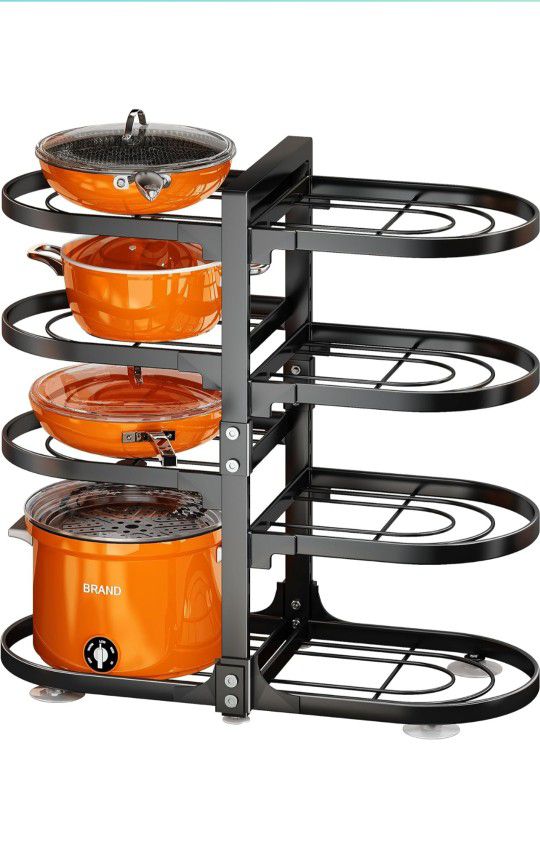 PXRACK Pots and Pans Organizer for Cabinet, 8 Tier Adjustable Pot and Pan Organizer Rack for Kitchen Under Cabinet Storage & Organization, Heavy Duty 