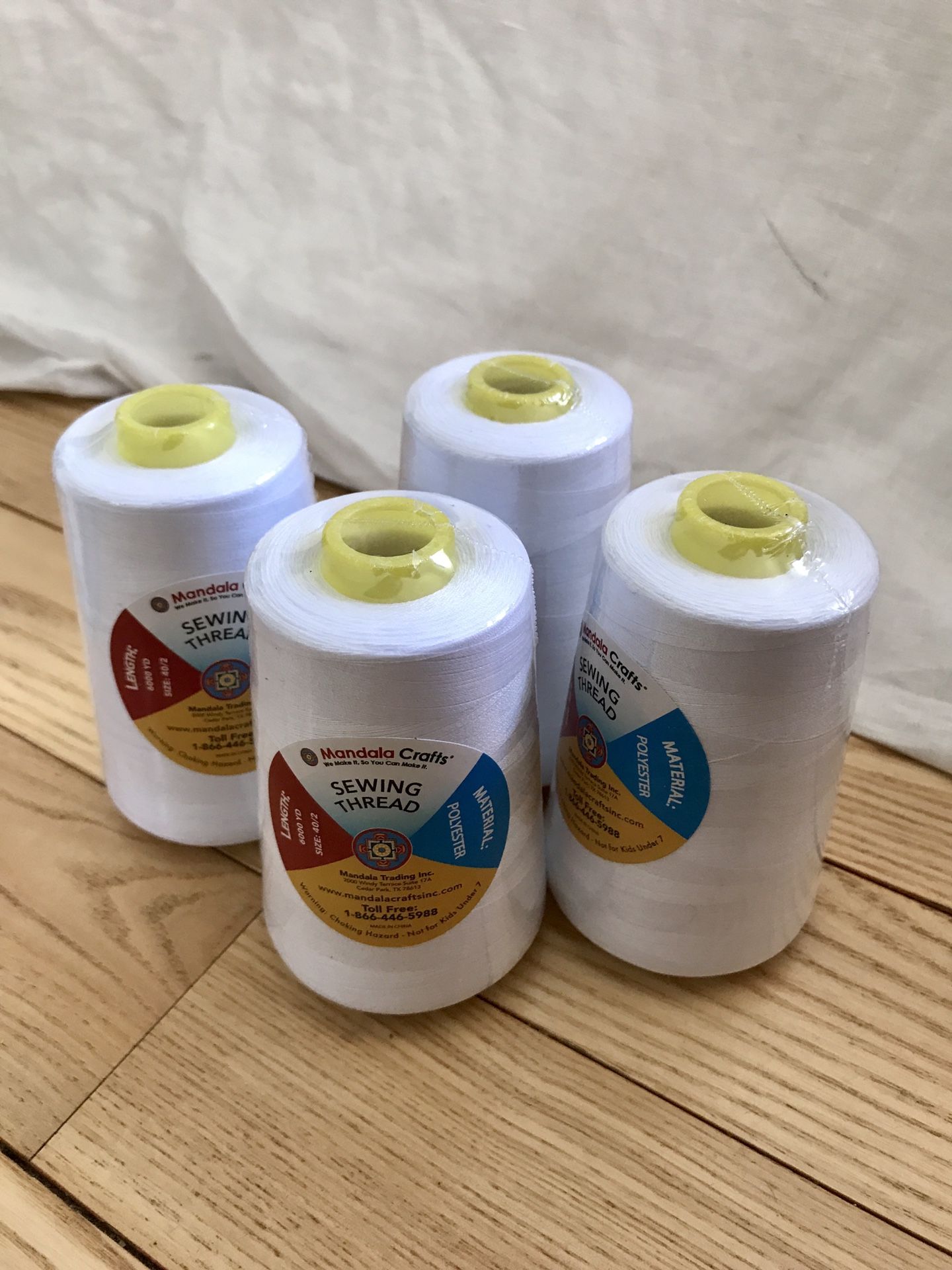 White Sewing Thread 4 x Large Spools