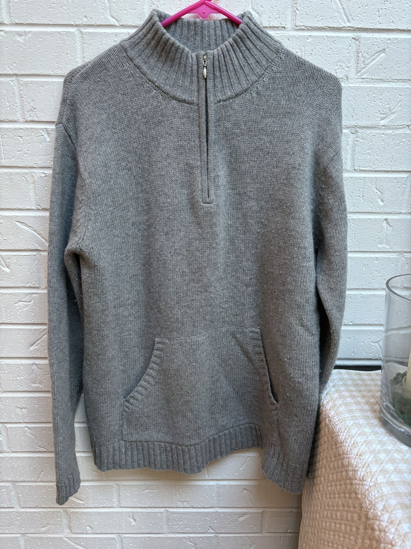 Lauren Ralph Lauren Preowned Women’s Wool Angora Rabbit Hair 1/4 Zip Gray Sweater