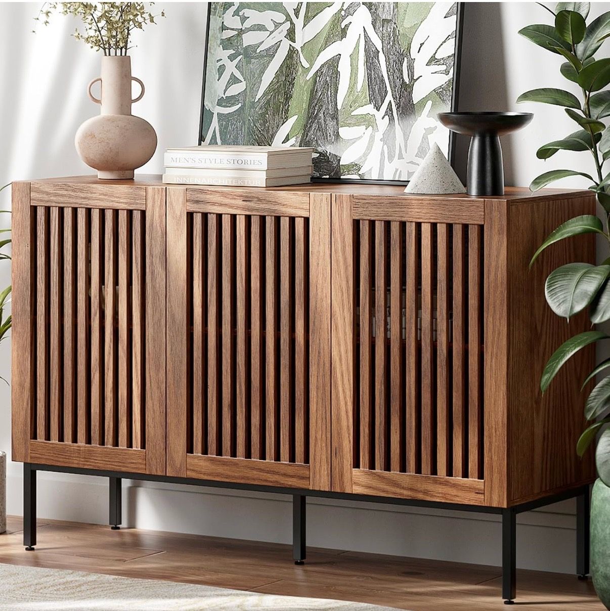 Buffet Cabinet / Modern Credenza Storage Cabinet – 47” Wood Console Table (Brand New Sealed in Box)