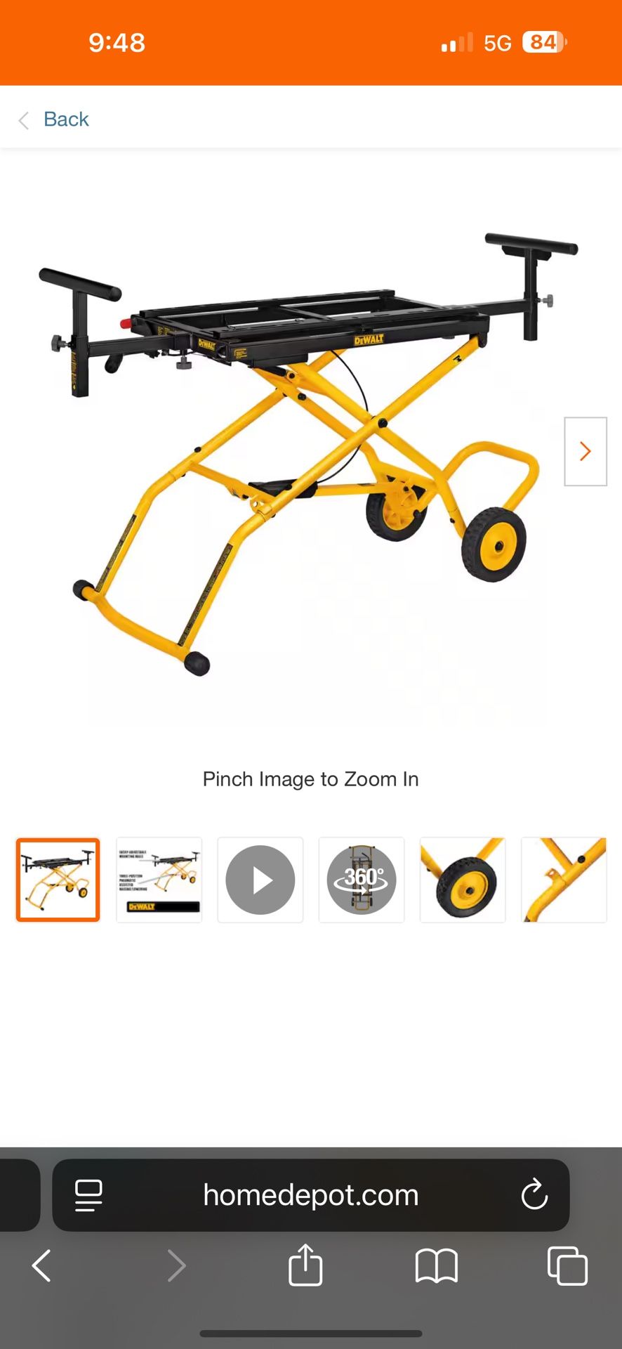 Dewalt DWX726 Rolling Miter Saw Stand