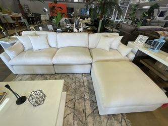 Pluma Ivory Fabric Modular Sectional / 4pc /Feather Blend