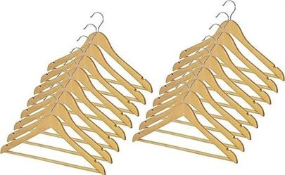 Natural Wood Hangers - 16 Pack
