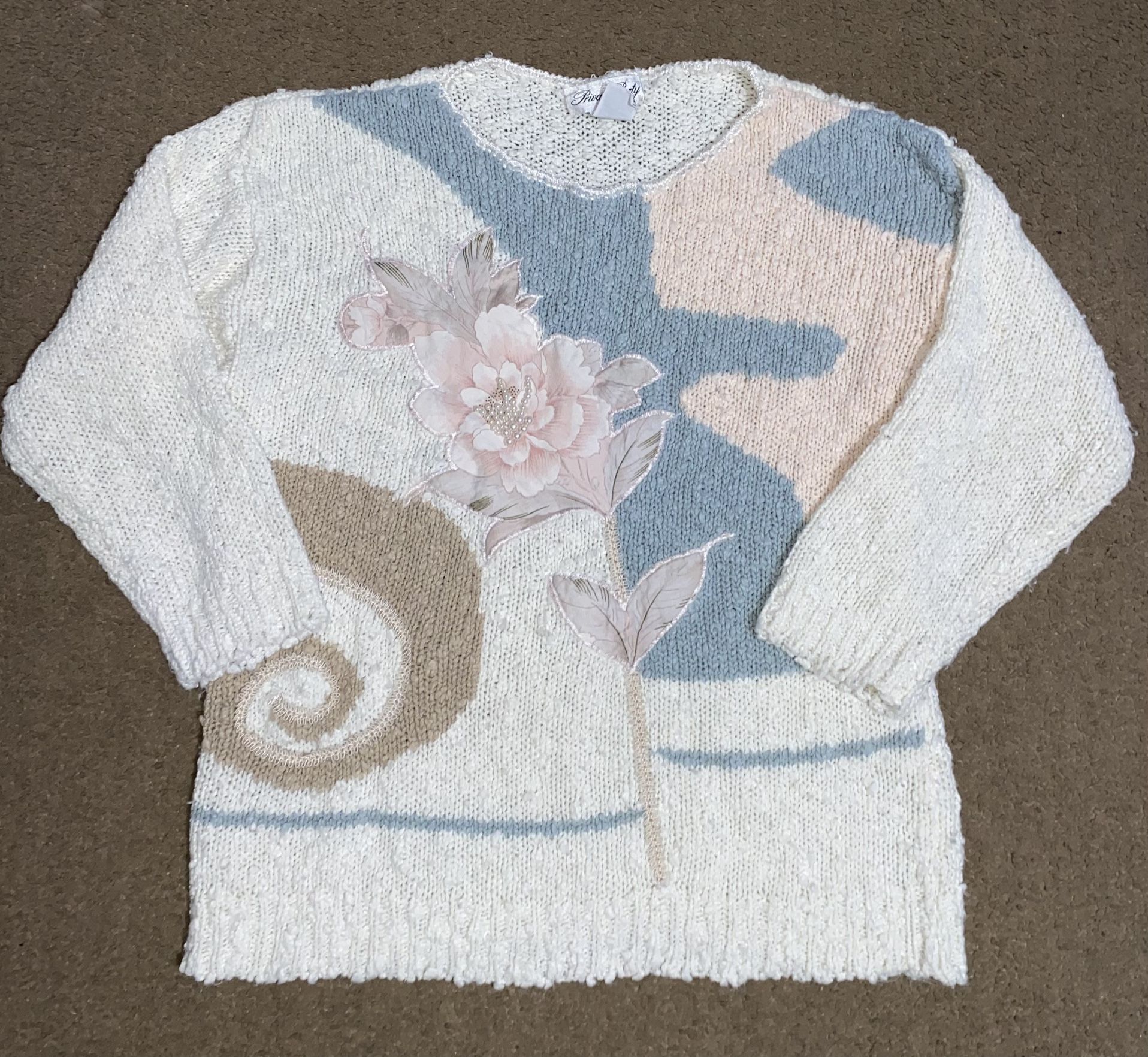 🌸Vintage Private Party Korea Floral Pearl Sweater M – FAST SHIP!