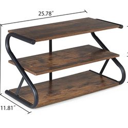 Aroktake 3-Tier Shoe Rack, Z-Frame Wooden Shoe Shelf with Durable Metal Shelves for Hallway, Living