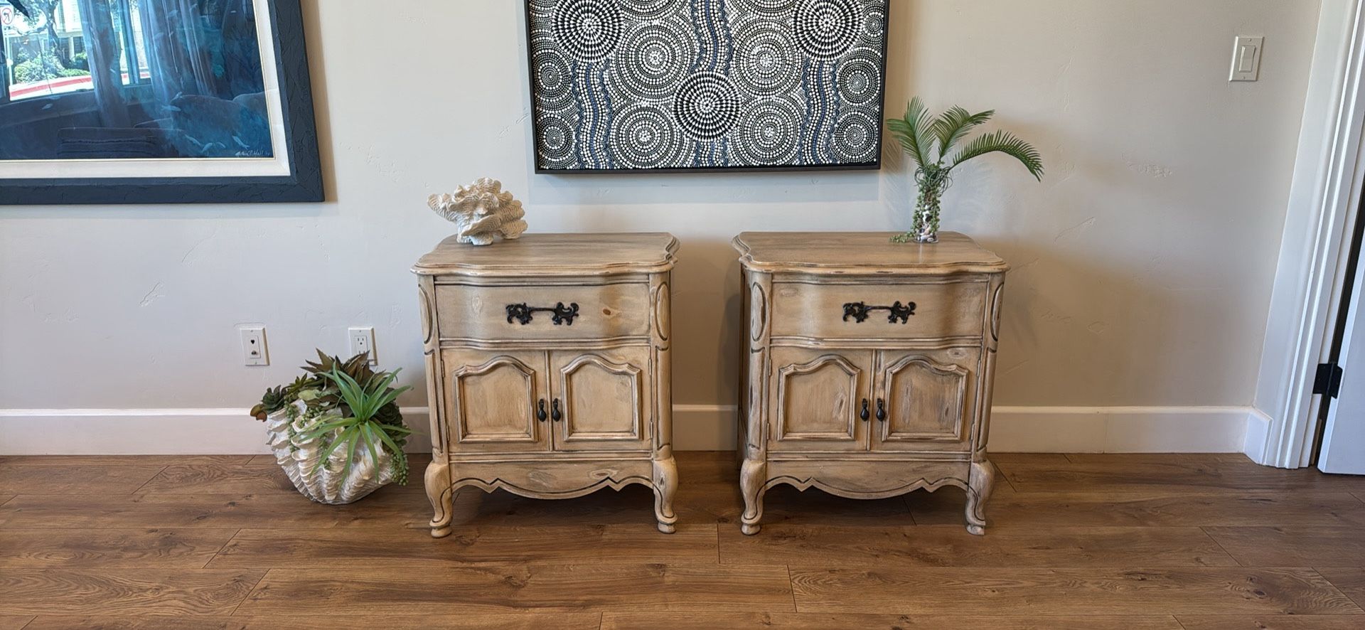 Beautiful Pair Of Custom Painted Shabby Chic French End Tables