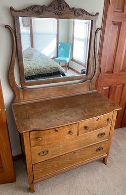 Antique Oak Dresser with Mirror