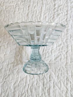 Blue Glass Vintage Stem Dish