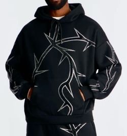 Thorn Rhinestone Oversized Hoodie
