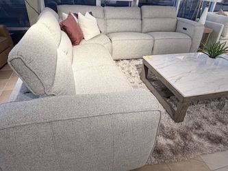 Light Gray Fabric Sectional Sofa with Power Recline