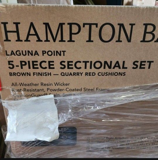 Hampton Bay Laguna Point 5 Piece Brown Wicker Outdoor Patio Sectional Sofa Set with CushionGuard Quarry Red Cushions for Sale in Fullerton CA OfferUp