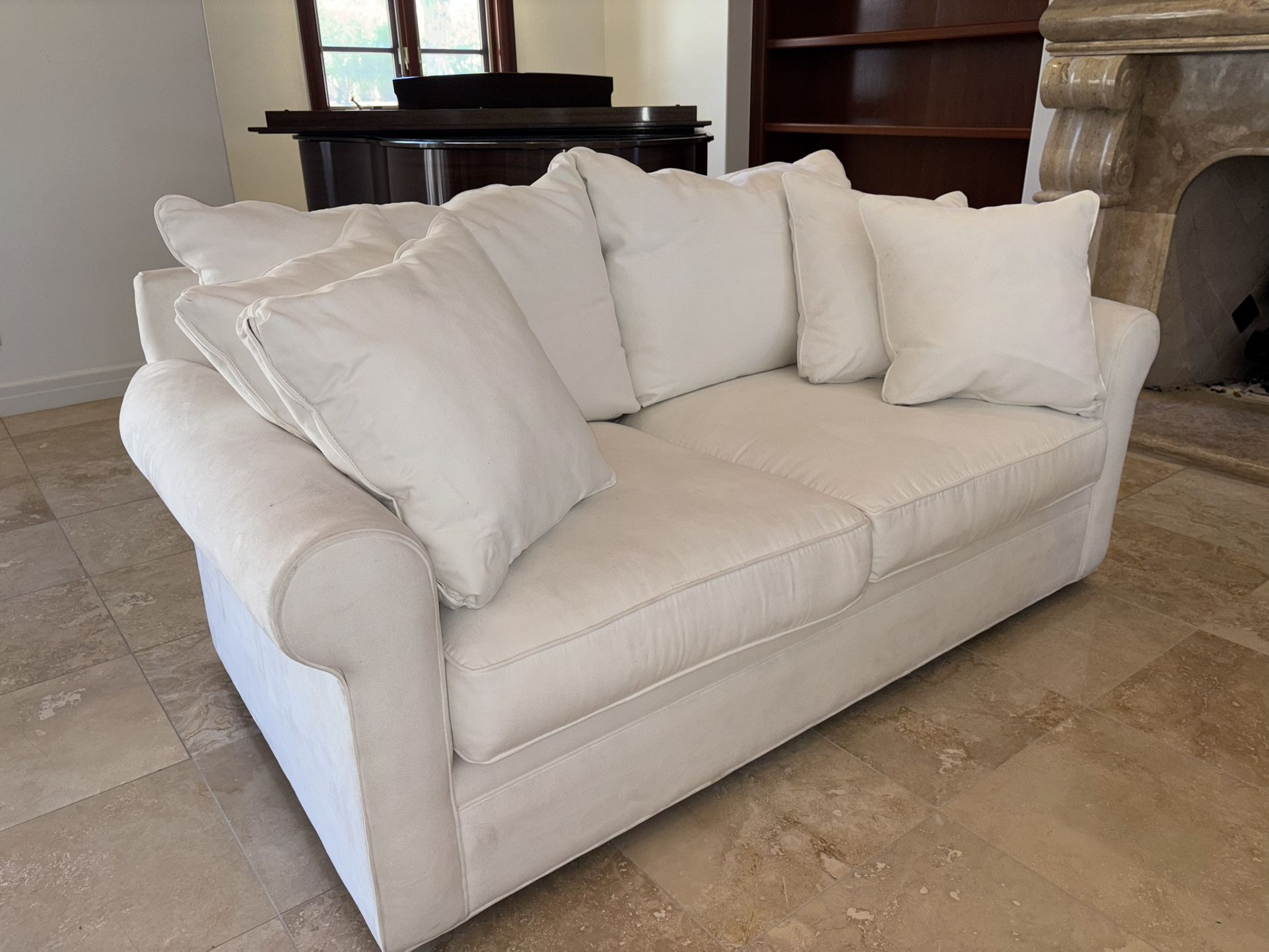 Beautiful Room & Board White Suede Couch