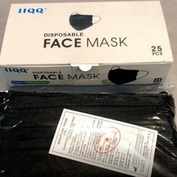 25pack Black Face Masks