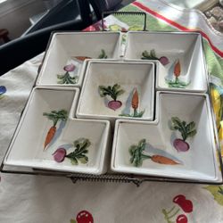 Vintage 5 Piece Square Condiment Serving Dish