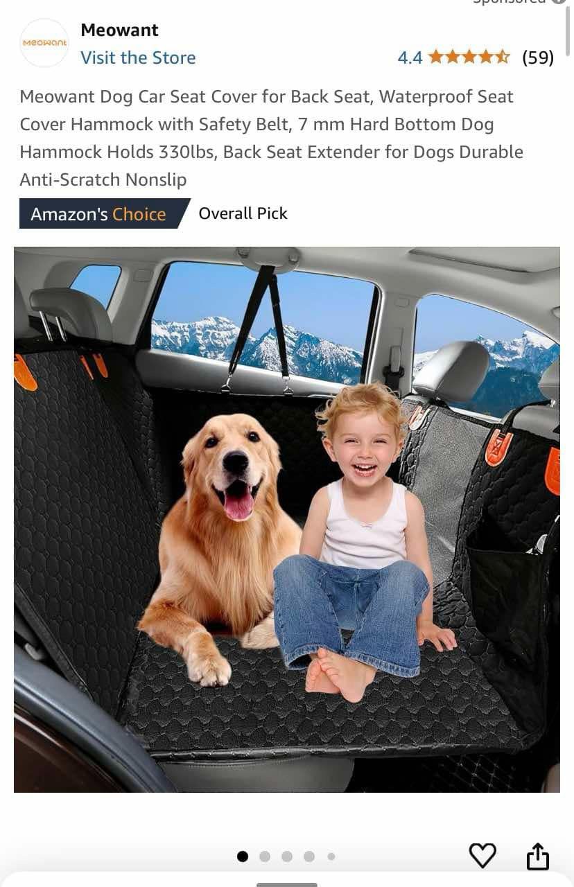 MEOWANT Pet Car Seat Back Seat Cushion Hammock W/Safety Belt Model MW-PC01 Waterproof Nonslip NEW