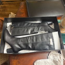 Black Leather Knee-High Boots