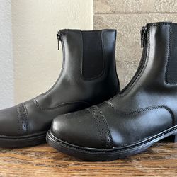 TuffRider Women's Starter Front Zip Paddock Boots, Black, 7.5