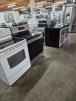 Huge Sale Warehouse Full Of Nice Lightly Used Refurbished Certified Management and landlord special free warranty Washer dryer fridge stove oven stack