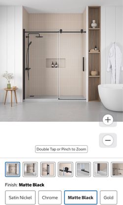 NEW OVE Decors Renfrew Frameless soft close Sliding Shower Door 60” x 76” Matte Black – Sealed Box