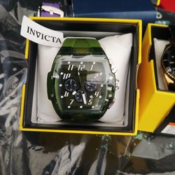 Invicta s1 rally Chronograph Watch Green Translucent Case