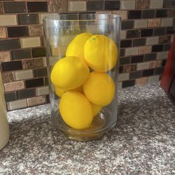 Artificial Lemons & vase 