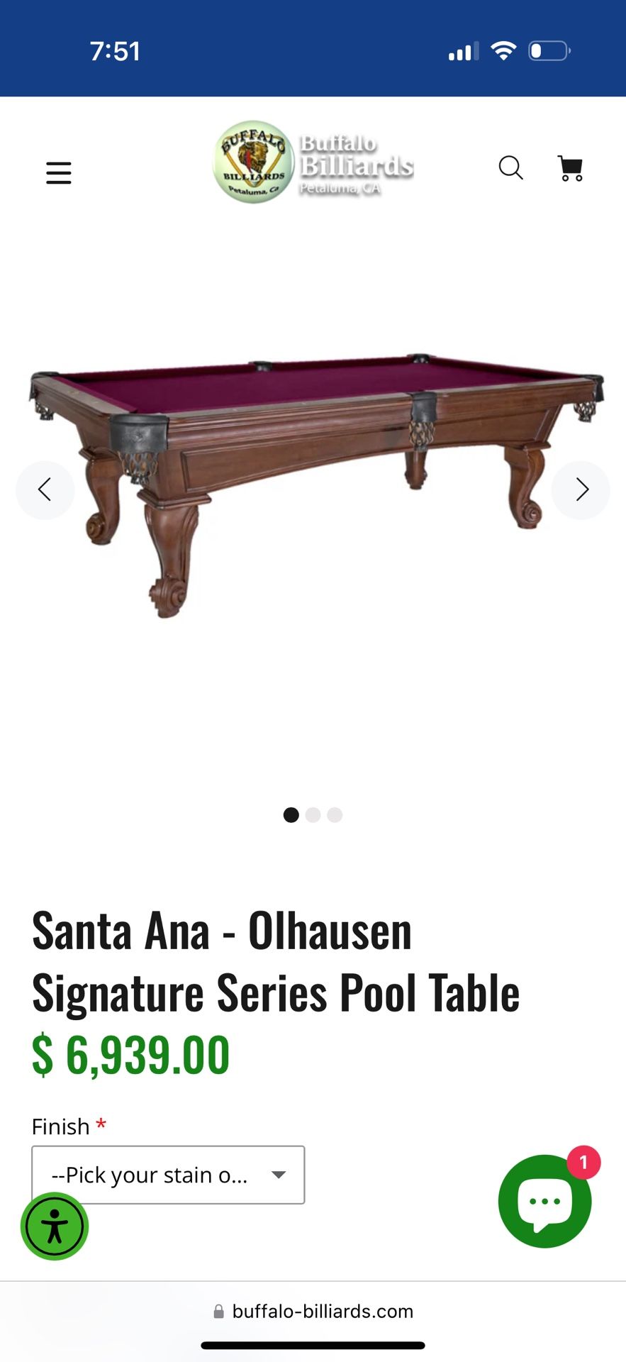 Olhausen Santa Anna Pool Table