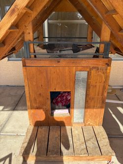 Handmade Wooden Dog House with Porch