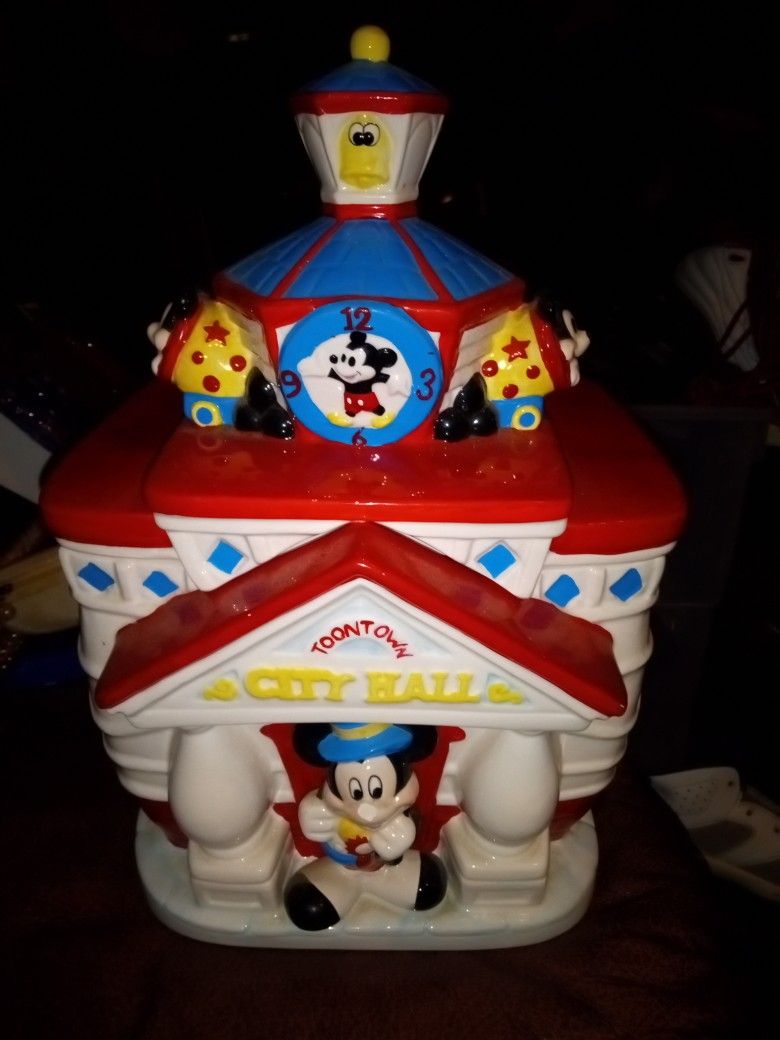 Enesco Disney Mickey Mouse Toontown City Hall Cookie Jar