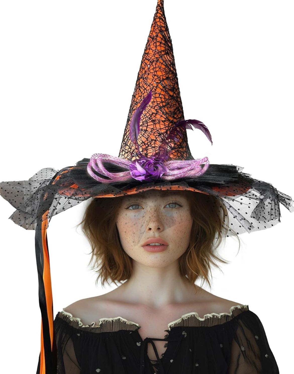 Unkenbo Halloween Orange LED Light Witch Hats for Women