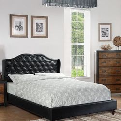 Brand New Black Leather Queen Size Bed Frame