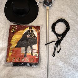 Zorro Costume Including Hat, Sword And Whip