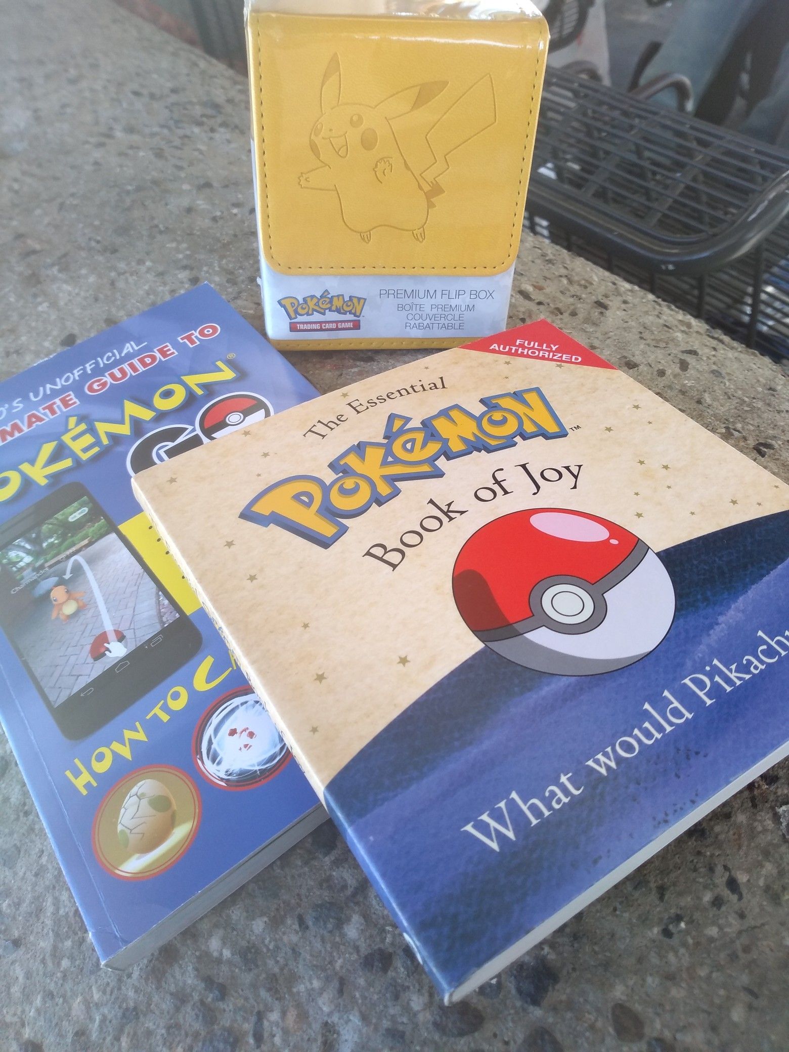 (NEW!) Pokemon Books ("Pokemon Go" Guide + Pokemon Book of Joy) / Special Pikachu TCG Deck Box