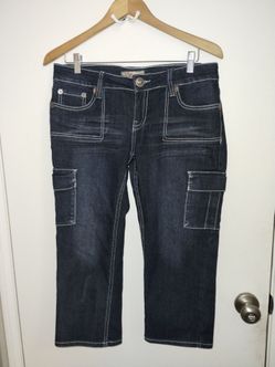YMI Jeans Juniors Side Pocket Y2K Dark Blue  Denim Capris Size 11 EUC