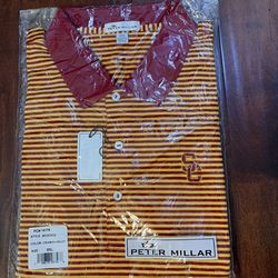 Men's Peter Millar USC Trojans Striped Polo Shirt Size XXL 100% Cotton Red Gold