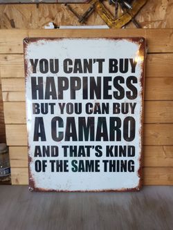 Camaro Happiness Vintage-Style Metal Sign 12"x16"