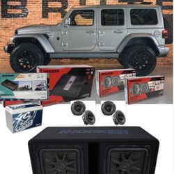 JEEP WRANGLER FULL BASS AND VOICE PACKAGE KICKER AUDIO INSTALLED 