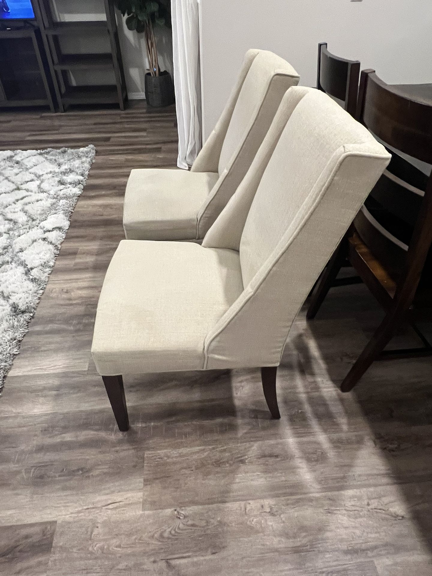 Cream Set Two High Back Dining Room End Chairs for Sale in Orlando, FL