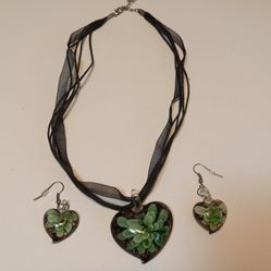  Beautiful Glass Succulent Necklace And Earring Set