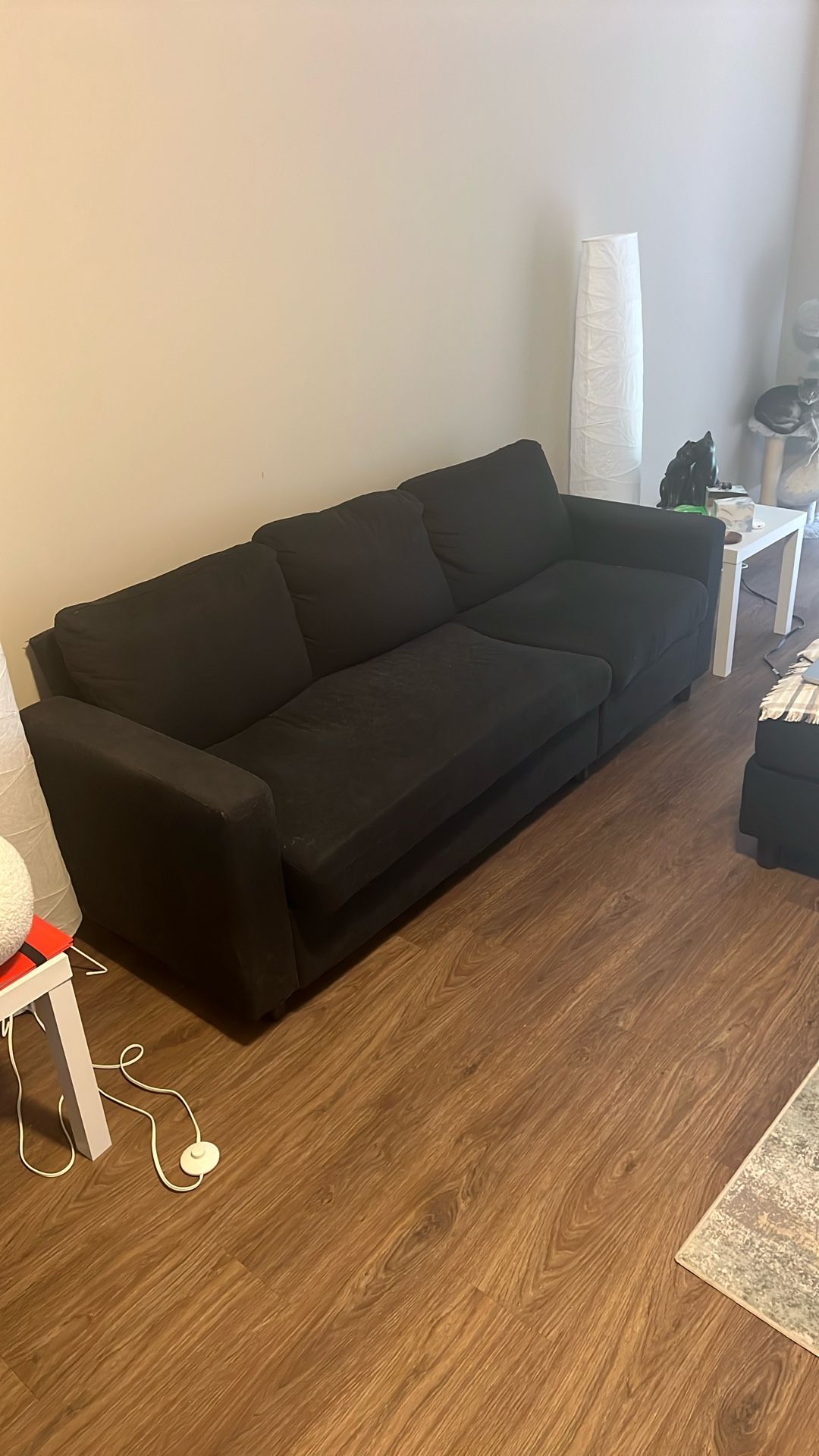 Black Sofa Couch With Ottoman (SEE DESCRIPTION)